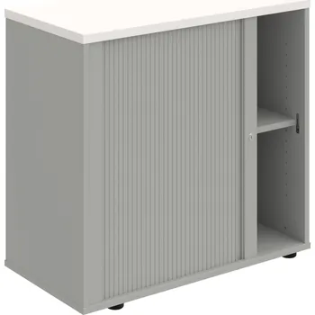 SPRZ 80 40 L – Skříňka ke stolu, roletová, levá, š. 80 cm - Bílá , Šedá , Šedá