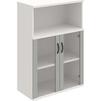 Policová skříň S 3 80 05 – Skříň policová dvéřová 115,2 × 80 cm - Šedá , Bílá , UCO – černá