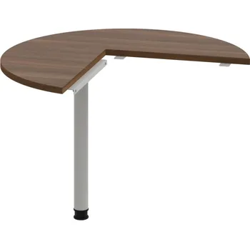 Psací stůl CP 21 L – Stůl jednací, levý, ø 100 cm - Ořech , Šedý kov