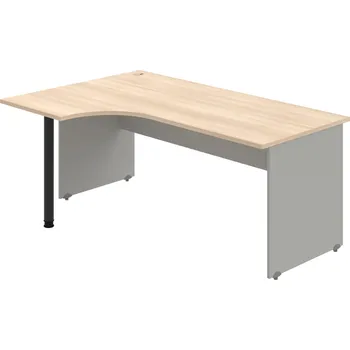 Psací stůl GE 1800 60 P – Stůl ergo 180 × 120 cm, pravý - Akát , Šedá , Černý kov