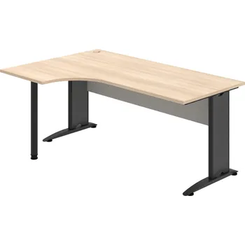 Psací stůl CE 1800 60 P – Stůl ergo 180 × 120 cm, pravý - Akát , Šedá , Černý kov
