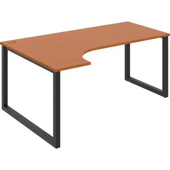 Psací stůl UE O 1800 P – Stůl ergo 180 × 120 cm, pravý - Třešeň , Černý kov