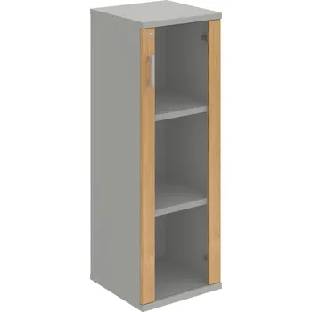 Policová skříň SZ 3 40 02 P – Skříň policová dvéřová 115,2 × 40 cm - Dub , Šedá , USH – hranatá