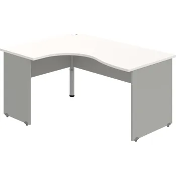 Psací stůl GE 2005 P – Stůl ergo pravý 160 × 120 cm - Bílá , Šedá , Šedý kov