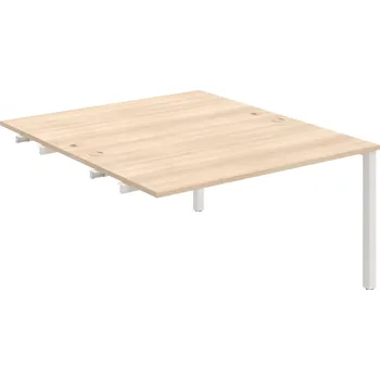 Psací stůl USD 1400 R – Stůl pracovní 140 × 160 cm, k řetězení - Akát , Bílý kov