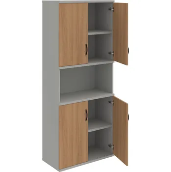 Policová skříň S 5 80 05 – Skříň policová dvéřová 192 × 80 cm - Višeň , Šedá , UCO – černá