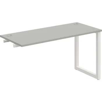 Psací stůl UE O 1400 R – Stůl pracovní délky 140 cm, hl. 60 cm, k řetězení - Šedá , Bílý kov