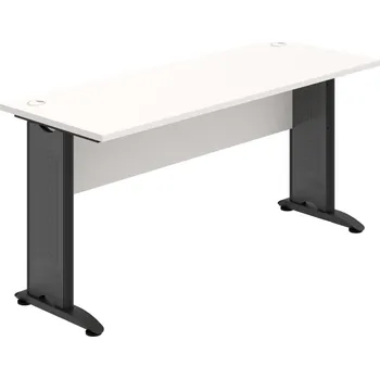 Psací stůl CE 1600 – Stůl pracovní rovný 160 cm, hl. 60 cm - Bílá , Bílá , Černý kov