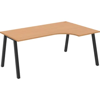 Psací stůl UE A 1800 60 L – Stůl ergo 180 × 120 cm, levý - Buk , Černý kov