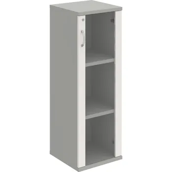 Policová skříň SZ 3 40 02 P – Skříň policová dvéřová 115,2 × 40 cm - Bílá , Šedá , USN – Hobis