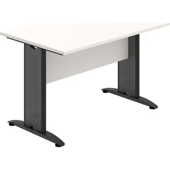 Jednací stůl CP 1600 1 – Stůl jednací oblouk 160 cm - Bílá , Bílá , Černý kov