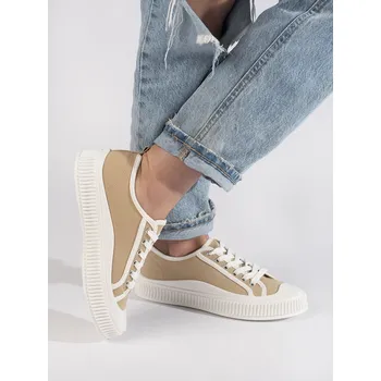 Dámské tenisky Tmavě béžové dámské tenisky na platformě