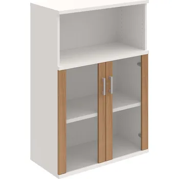 Policová skříň S 3 80 05 – Skříň policová dvéřová 115,2 × 80 cm - Višeň , Bílá , USH – hranatá