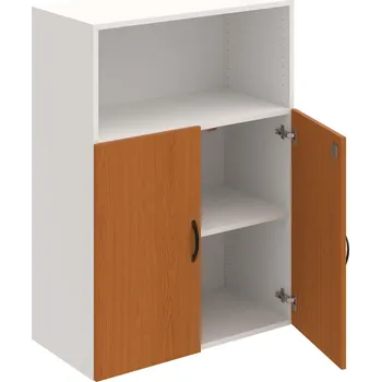 Policová skříň DZ 3 80 02 – Skříň policová dvéřová 111 × 80 cm - Třešeň , Bílá , UCO – černá
