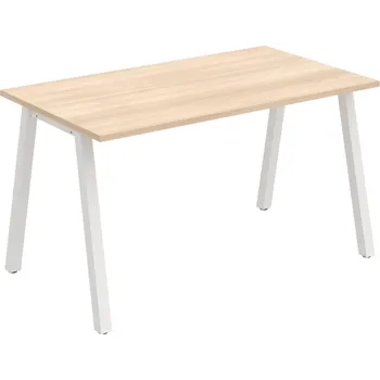 Psací stůl UJ A 1400 – Stůl jednací rovný délky 140 cm - Akát , Bílý kov