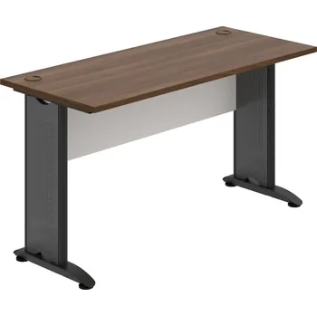Psací stůl CE 1400 – Stůl pracovní rovný 140 cm, hl. 60 cm - Ořech , Bílá , Černý kov