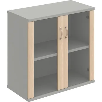 Policová skříň S 2 80 02 – Skříň policová dvéřová 76,8 × 80 cm - Akát , Šedá , USN – Hobis