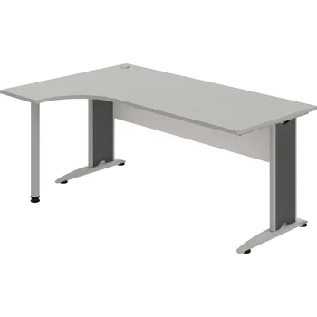 Psací stůl CE 1800 P – Stůl ergo pravý 180 × 120 cm - Šedá , Bílá , Šedý kov