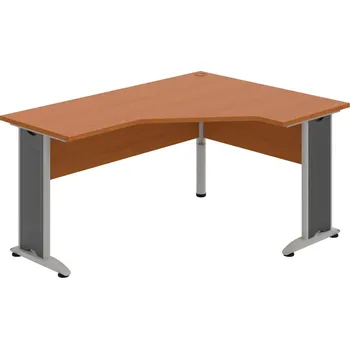 Psací stůl CEV 60 L – Stůl ergo levý 160 × 120 cm - Třešeň , Třešeň , Šedý kov