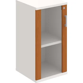 Policová skříň SZ 2 40 02 L – Skříň policová dvéřová 76,8 × 40 cm - Třešeň , Bílá , USH – hranatá