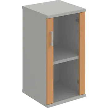 Policová skříň S 2 40 02 P – Skříň policová dvéřová 76,8 × 40 cm - Buk , Šedá , USH – hranatá