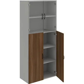 Policová skříň DZ 5 80 08 – Skříň policová dvéřová 185 × 80 cm - Ořech , Šedá , UCO – černá