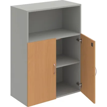 Policová skříň DZ 3 80 02 – Skříň policová dvéřová 111 × 80 cm - Buk , Šedá , USN – Hobis