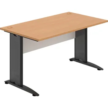 Psací stůl CS 1400 – Stůl pracovní rovný 140 cm - Buk , Bílá , Černý kov