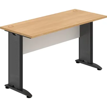 Psací stůl CE 1400 – Stůl pracovní rovný 140 cm, hl. 60 cm - Dub , Bílá , Černý kov