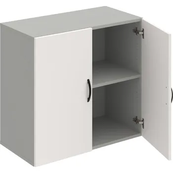 Policová skříň D 2 80 01 – Skříň policová dvéřová 74 × 80 cm - Bílá , Šedá , UCO – černá