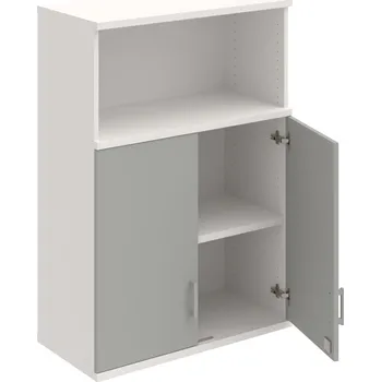 Policová skříň SZ 3 80 02 H – Skříň policová dvéřová 115,2 × 80 cm - Šedá , Bílá , USH – hranatá