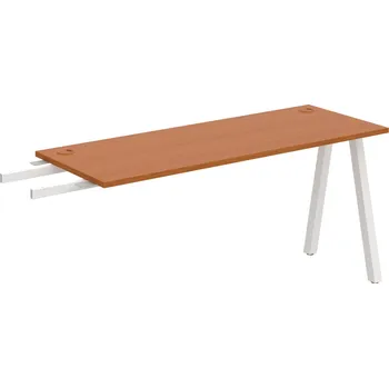 Psací stůl UE A 1600 RU – Stůl pracovní délky 160 cm, hl. 60 cm, k řetězení - Třešeň , Bílý kov