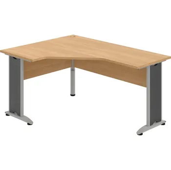 Psací stůl CEV 60 P – Stůl ergo pravý 160 × 120 cm - Dub , Dub , Šedý kov