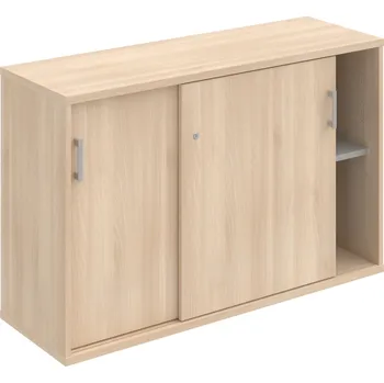 Policová skříň SZ 2 120 02 – Skříňka s posuv. dveřmi 76,8 × 120 cm - Akát , Akát , USH – hranatá