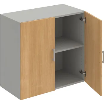 Policová skříň D 2 80 01 – Skříň policová dvéřová 74 × 80 cm - Dub , Šedá , USH – hranatá