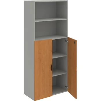 Policová skříň DZ 5 80 04 – Skříň policová dvéřová 185 × 80 cm - Olše , Šedá , UCO – černá