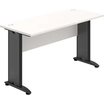 Psací stůl CE 1400 – Stůl pracovní rovný 140 cm, hl. 60 cm - Bílá , Bílá , Černý kov