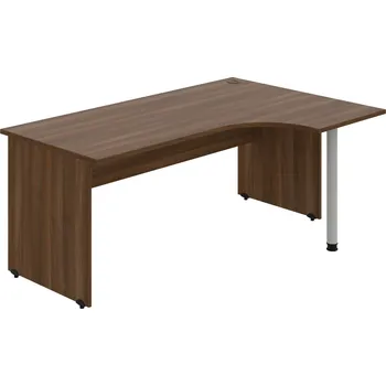 Psací stůl GE 1800 60 L – Stůl ergo 180 × 120 cm, levý - Ořech , Ořech , Šedý kov