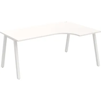 Psací stůl UE A 1800 60 L – Stůl ergo 180 × 120 cm, levý - Bílá , Bílý kov