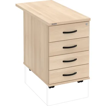 Zásuvkový kontejner K 34 C P 80 – Kontejner, 4 zásuvky, cent. zamykání, léta podél, hl. 80 cm - Akát , Akát , UCO – černá