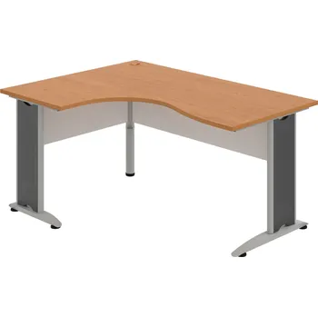 Psací stůl CE 2005 P – Stůl ergo pravý 160 × 120 cm - Olše , Bílá , Šedý kov