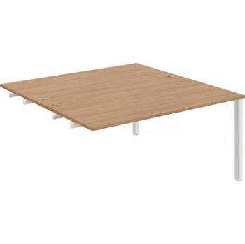 Psací stůl USD 1600 R – Stůl pracovní 160 × 160 cm, k řetězení - Višeň , Bílý kov