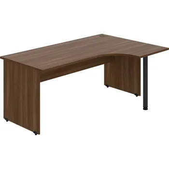 Psací stůl GE 1800 60 L – Stůl ergo 180 × 120 cm, levý - Ořech , Ořech , Černý kov