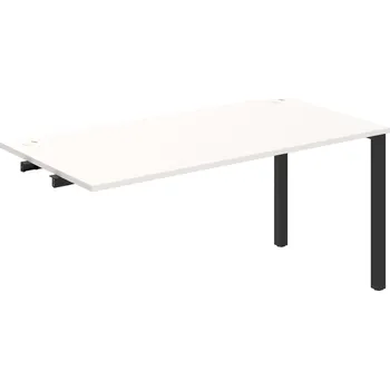 Psací stůl US 1600 R – Stůl pracovní délky 160 cm, k řetězení - Bílá , Černý kov