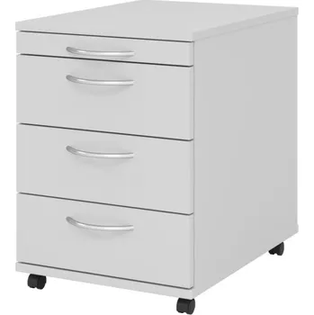 Jednací stůl Kontejner na kolečkách, 1+3 zásuvky 1/3/3/3, plastové madlo, 428 x 580 x 590 mm, šedý