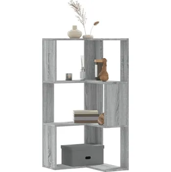 Knihovna vidaXL Rohová 3patrová knihovna 50 x 50 x 102 cm kompozit [852596] Barva: šedá sonoma