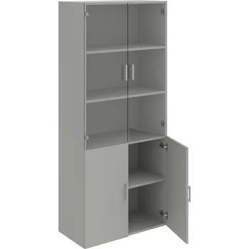 Policová skříň D 5 80 09 – Skříň policová dvéřová 185 × 80 cm - Šedá , Šedá , USH – hranatá