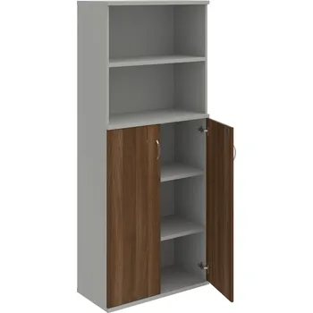 SZ 5 80 04 – Skříň policová dvéřová 192 × 80 cm - Ořech , Šedá , USN – Hobis