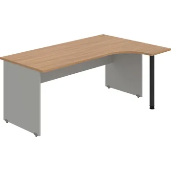 Psací stůl GE 1800 L – Stůl ergo levý 180 × 120 cm - Višeň , Šedá , Černý kov