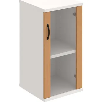 Policová skříň S 2 40 02 P – Skříň policová dvéřová 76,8 × 40 cm - Buk , Bílá , UCO – černá